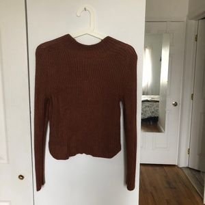 American Apparel brown cropped mock neck sweater